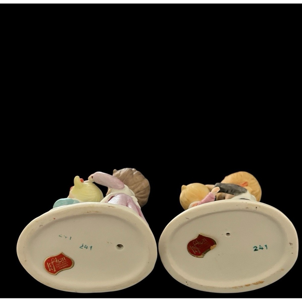 Lefton 241 Children Big Little Sister Bisque Figurines Hand Painted Vintage Pair - Picture 11 of 11